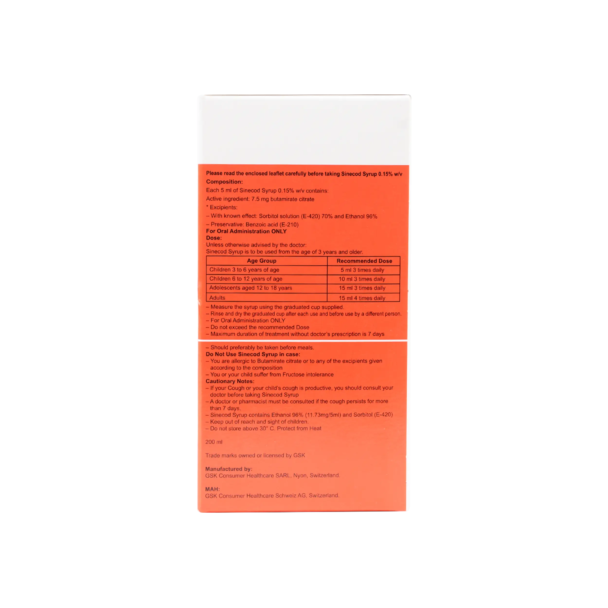 Sinecod Syrup 200 Ml