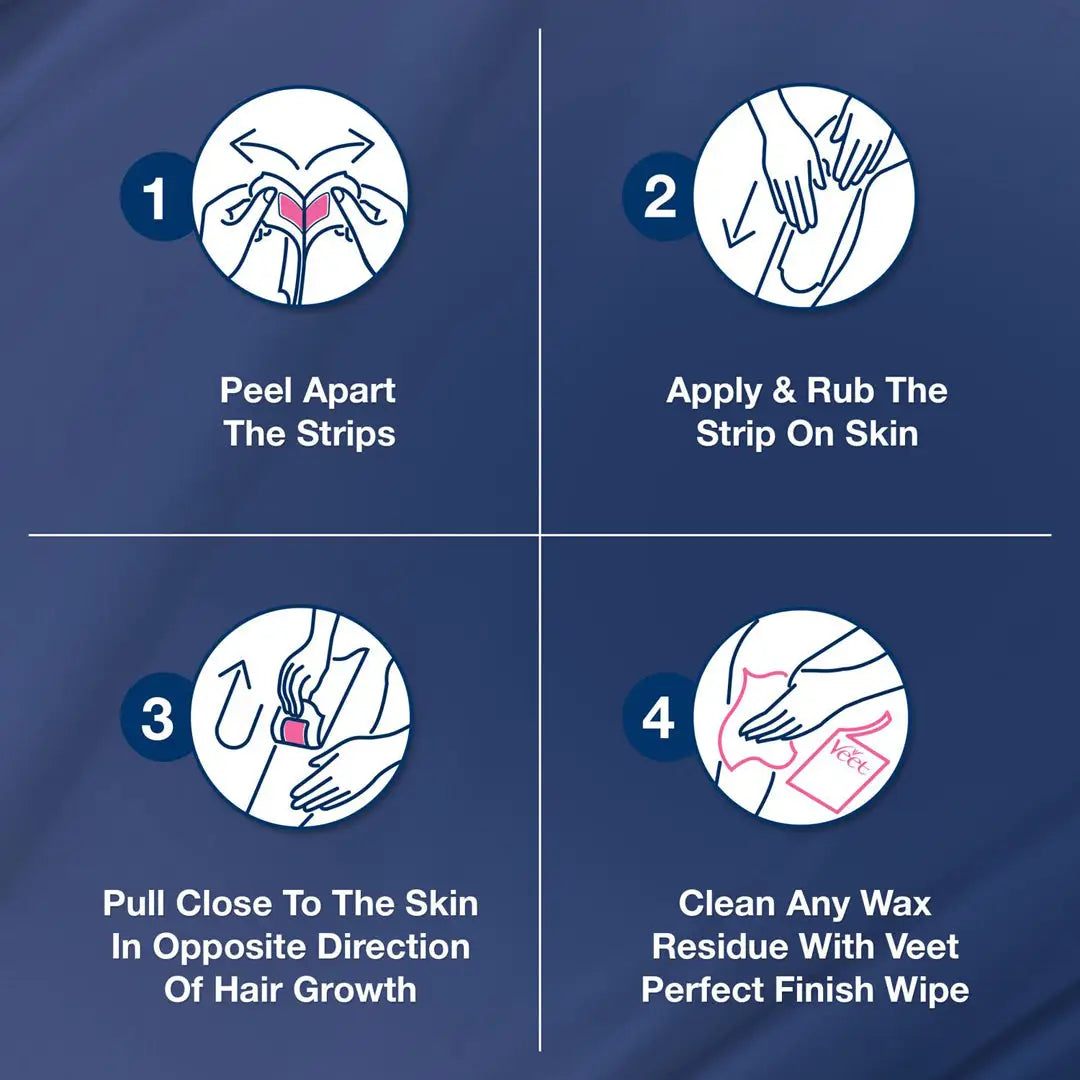 Veet Professional Hair Removal Wax Strips for Sensitive Skin Legs & Body , 20 Strips