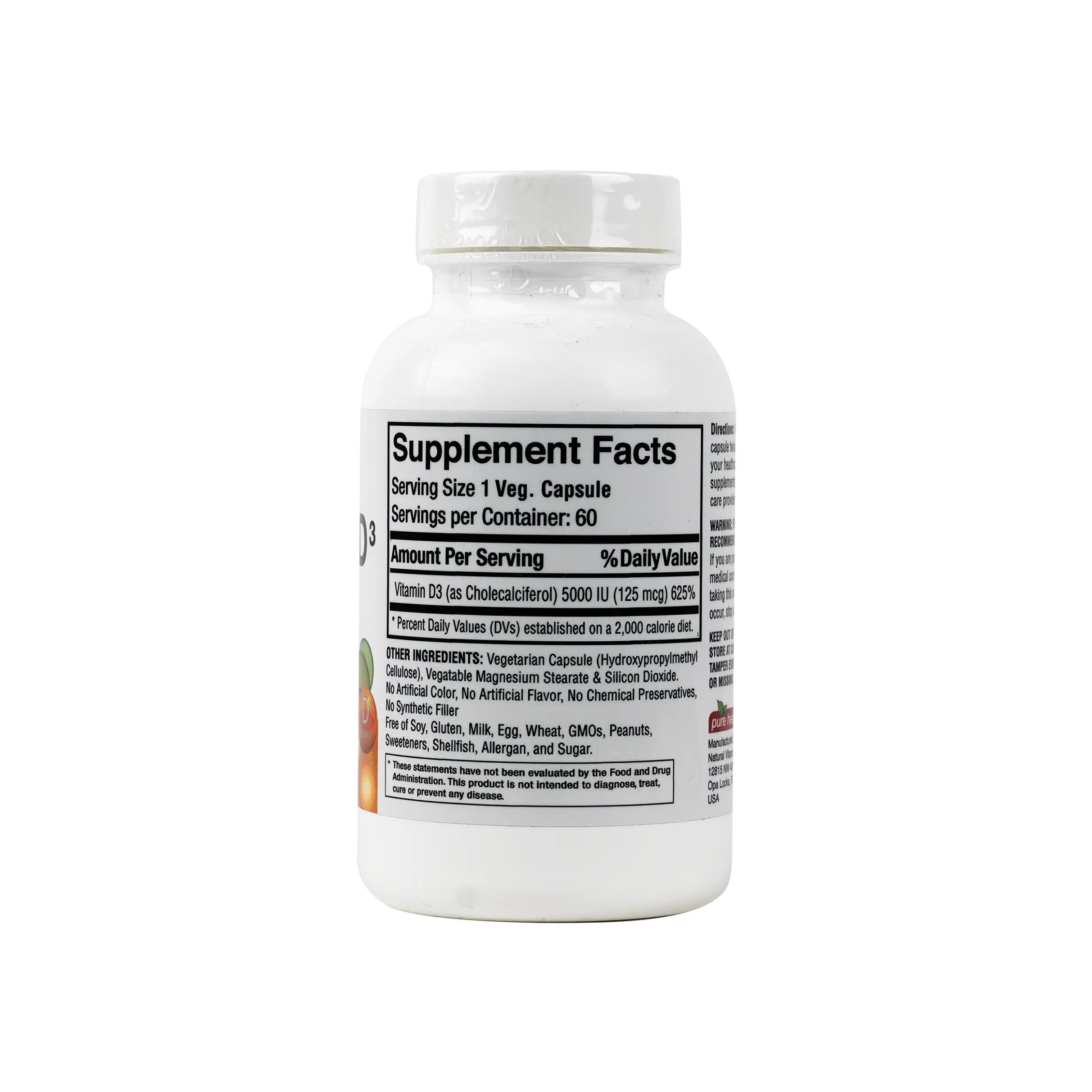 Pure Health Vitamin D3 5000 IU 60 Veg Caps