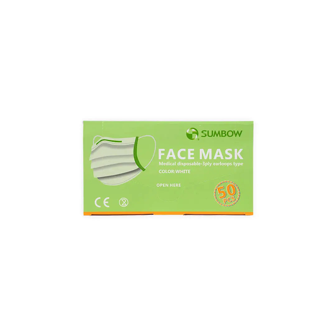 Sumbow Face Mask 3ply Earloop 50pcs-White