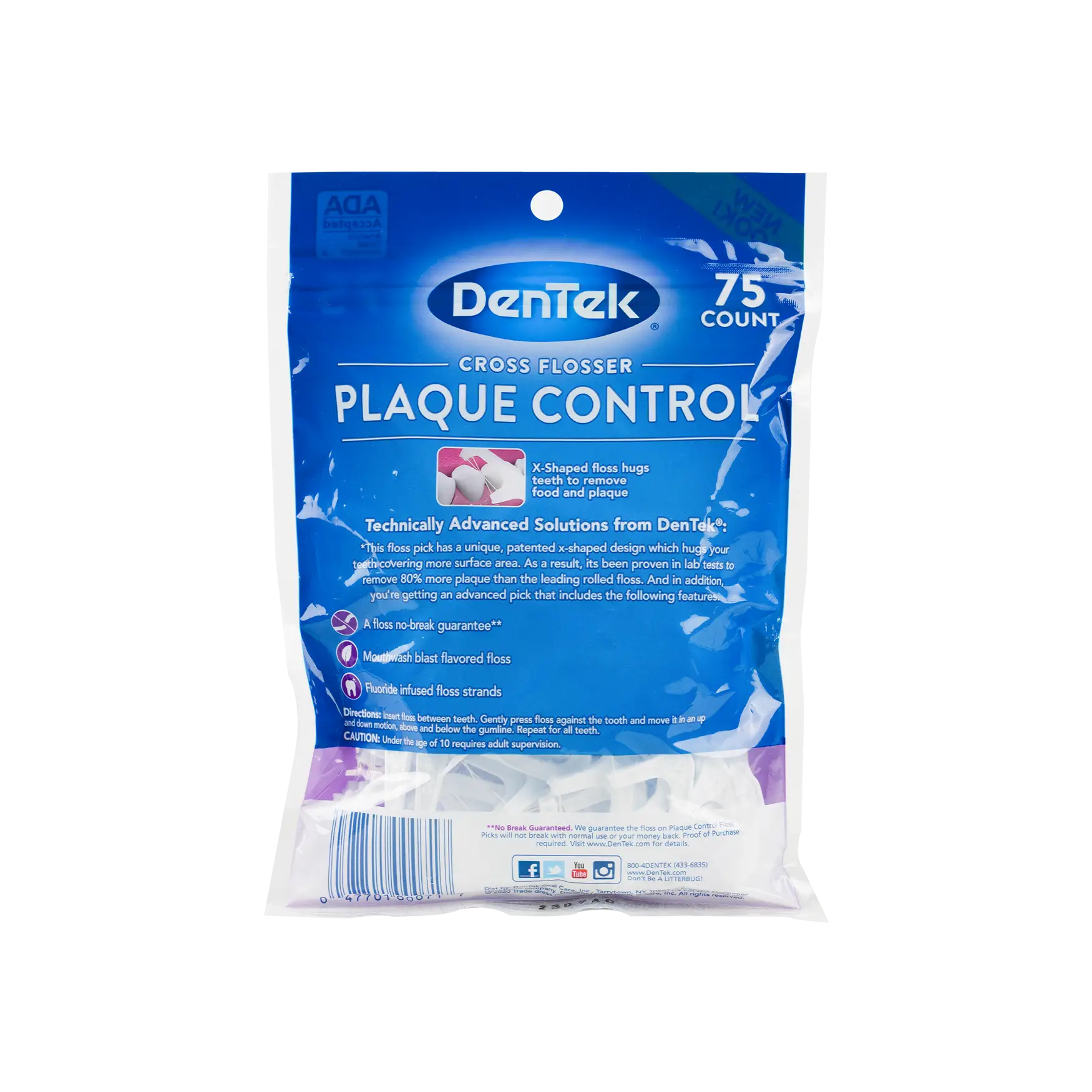 Dentek Cross Flosser Interdental Floss Pick 75pcs