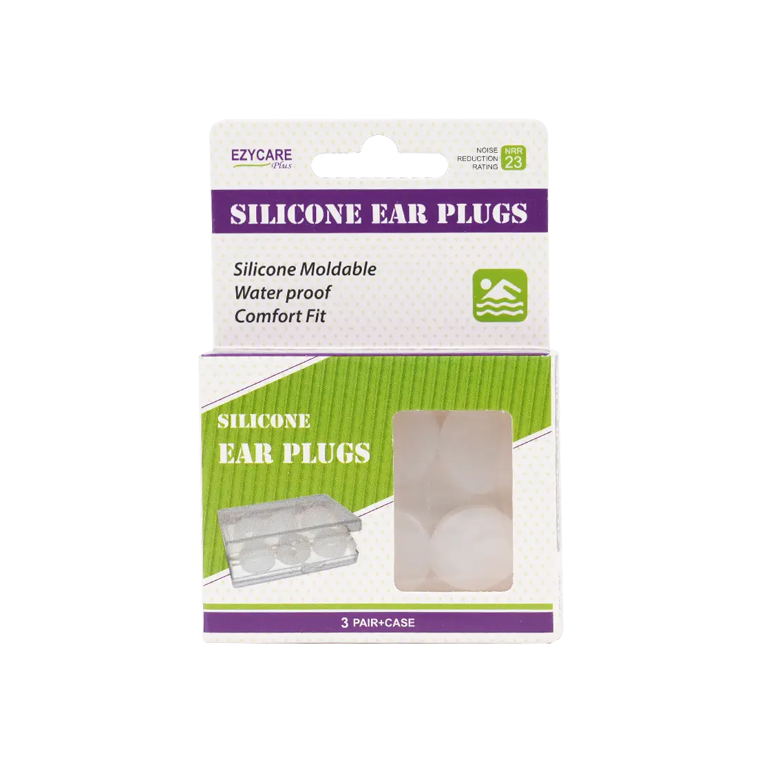 Ezycare Plus Silicone Ear Plugs  3Pair+Case  -10103