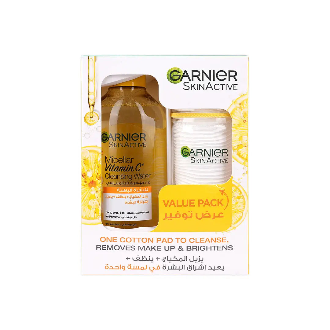 Garnier Micellar Vit C Cleansing Water 400ml+Cotton Pads