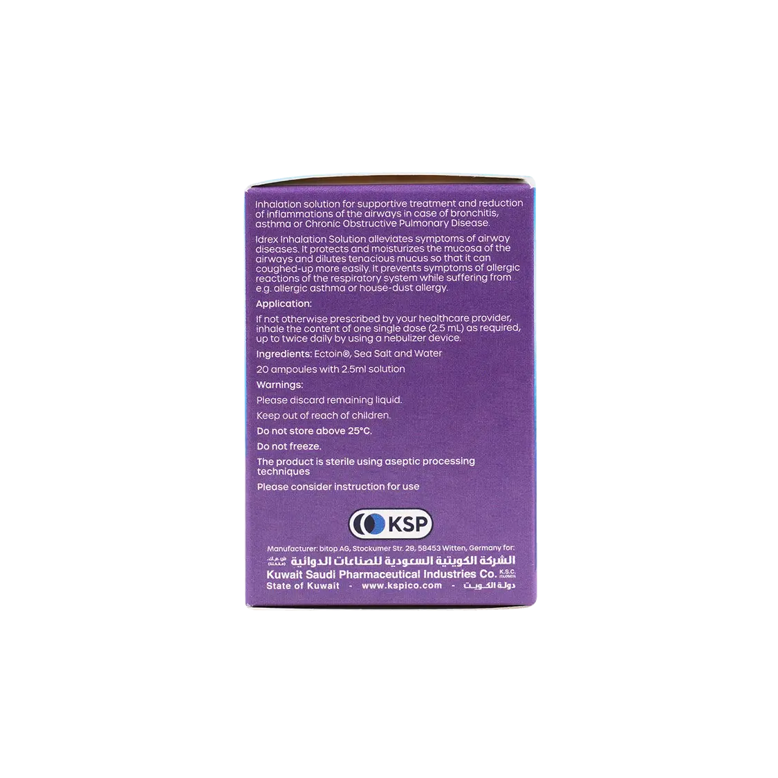 Idrex Inhalation Solution Contains Ection 20 X 2.5ml