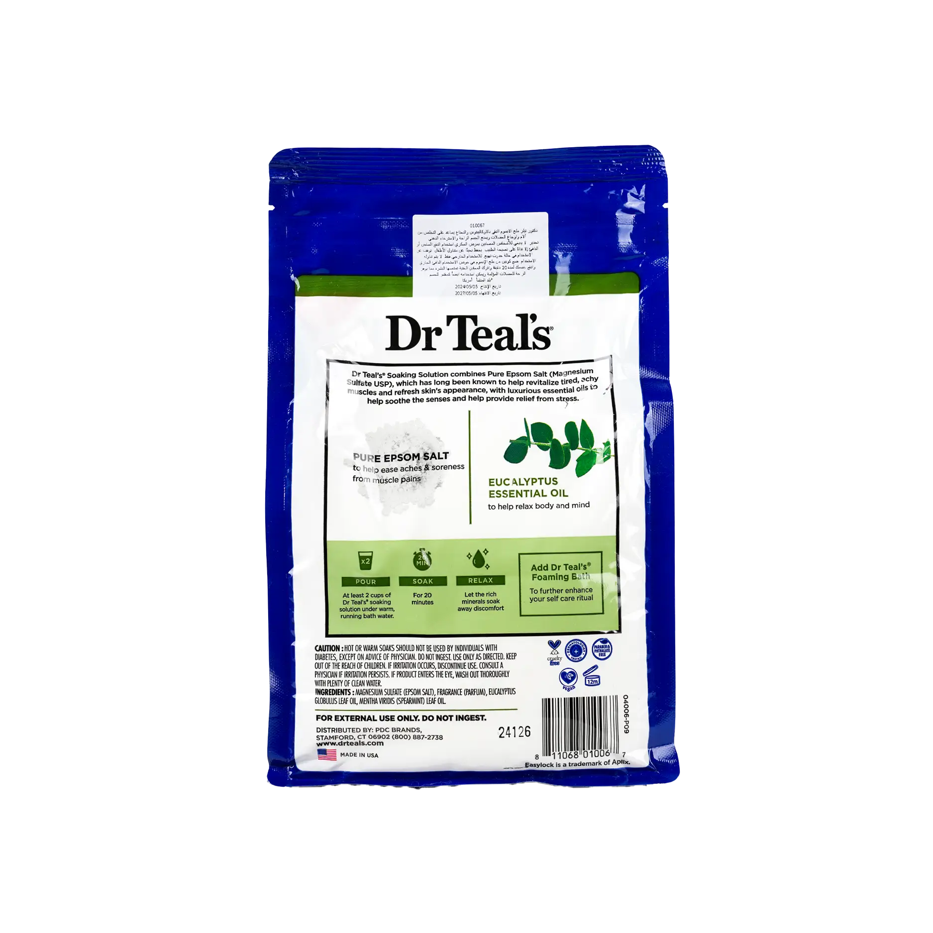 Dr Teals Pure Epsom Salt Soaking Solution 1.36Kg - Spearmint