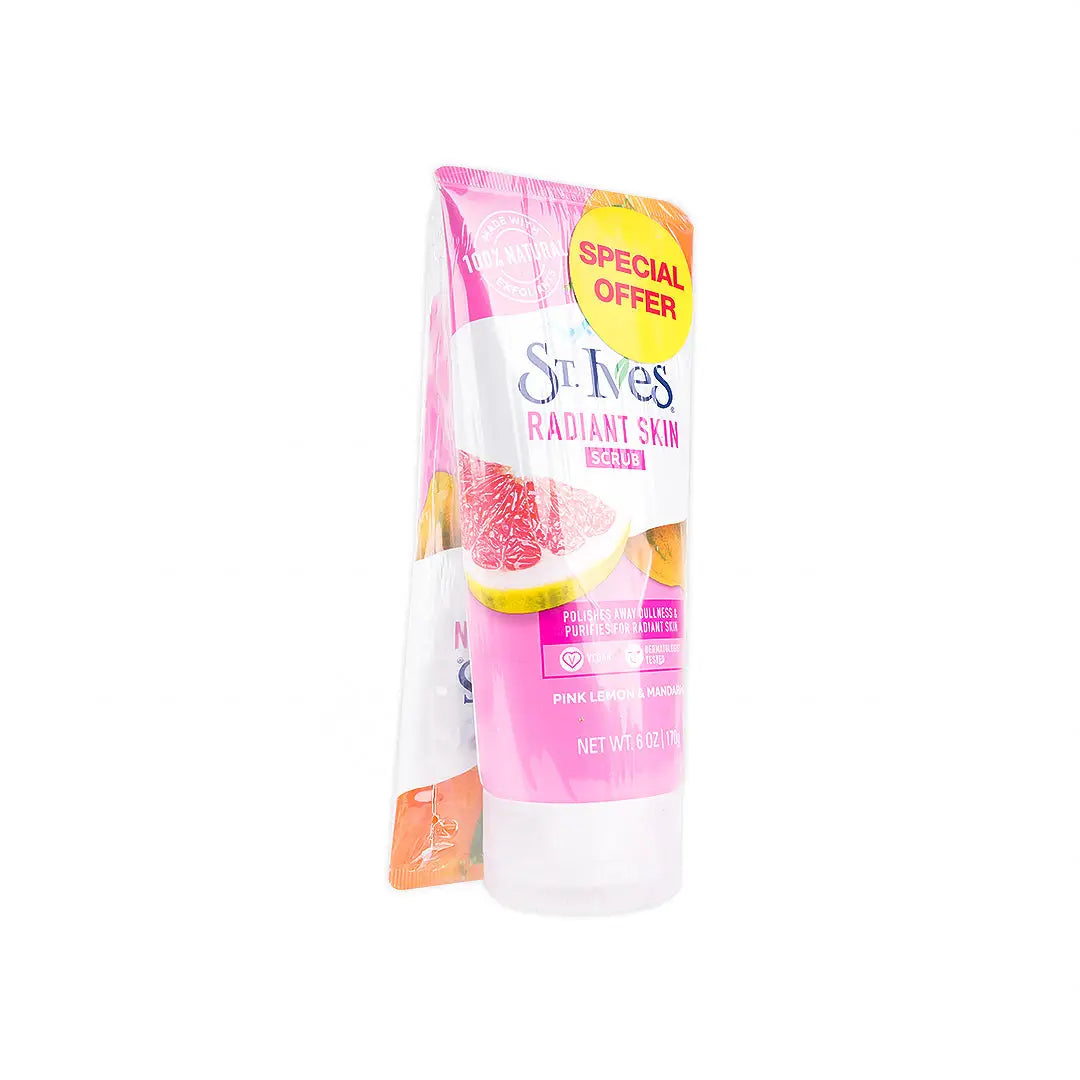 St.Ives Radiant Skin Scrub 170gm-PinkLemon&Mandarin 1+1Offer