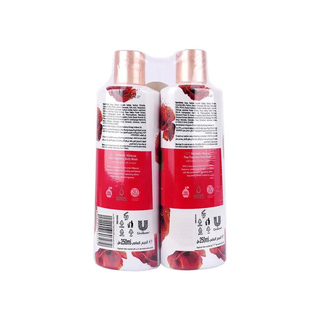 Lux Romantic Hibiscus Body Wash 2X250ml 10% Off