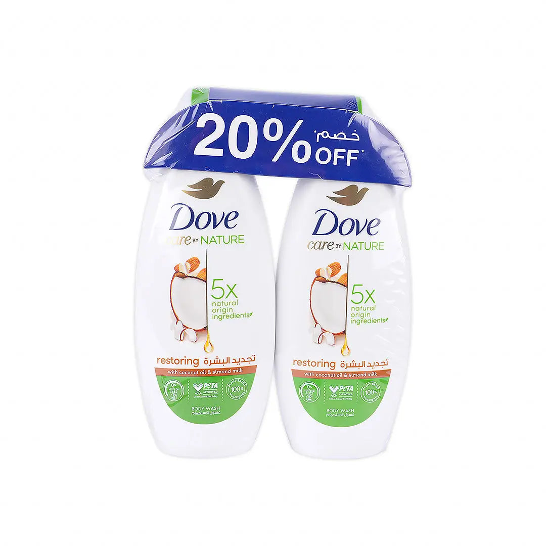 Dove Restoring BodyWash 2X250ml-Coconut & Almond 20%Off
