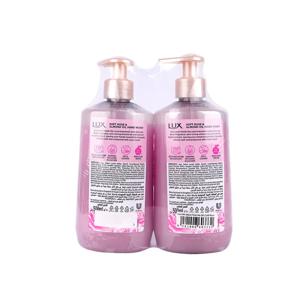 Lux Soft Rose Perfumed Hand Soap 2X500ml 10% Off