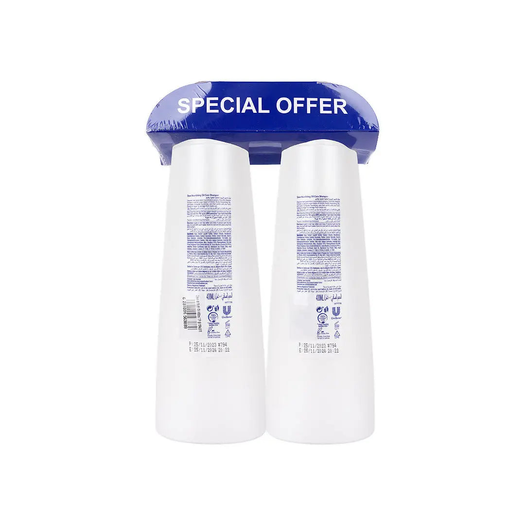 Dove Nourishing Oil Care Shampoo 2X400ml 15% Off
