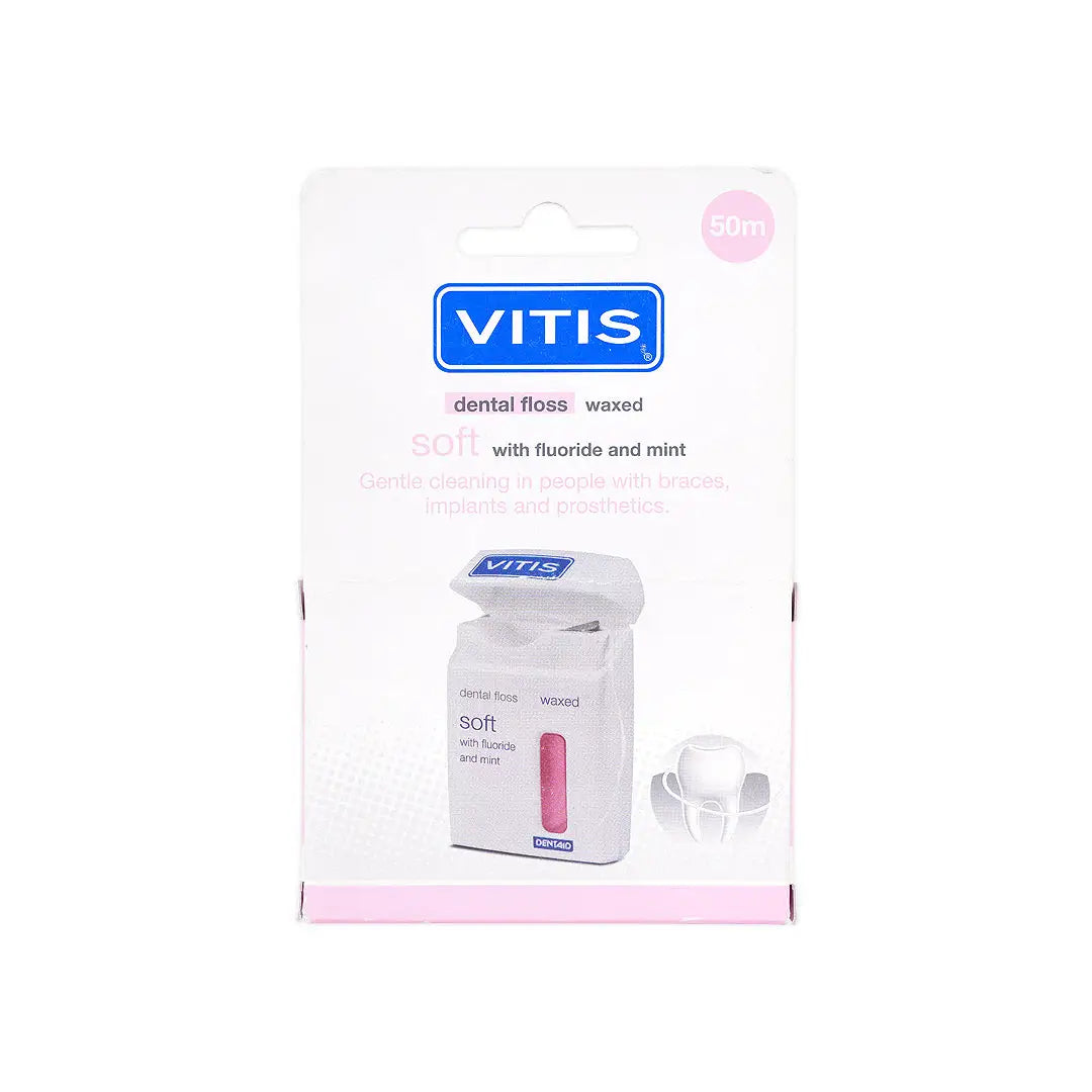 vitis soft dental floss waxed 50m pink