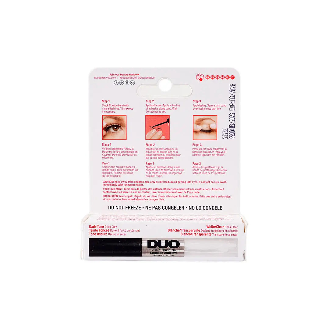 Duo 2-In-1 Brush-On Striplash Adhesive, Dark Tone & Clear 5g
