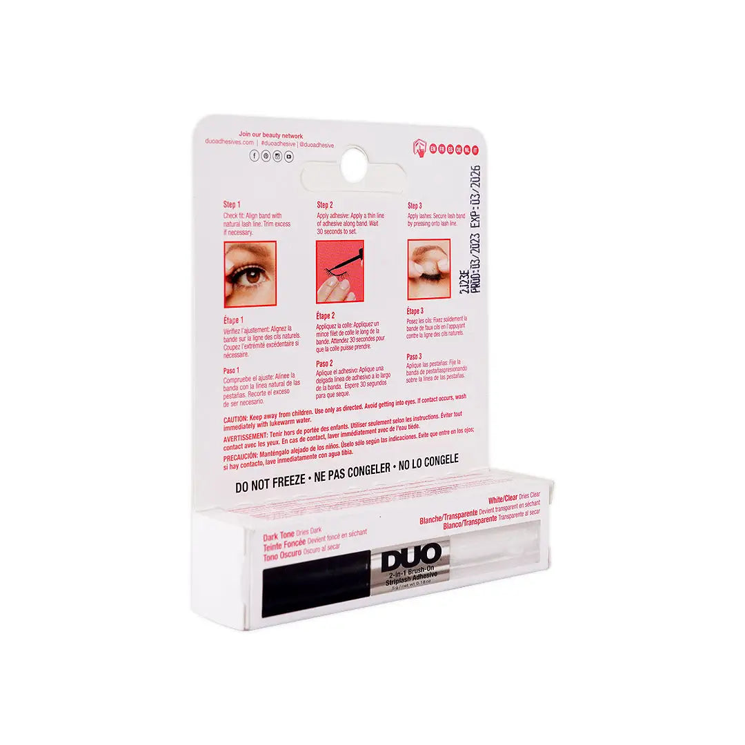 Duo 2-In-1 Brush-On Striplash Adhesive, Dark Tone & Clear 5g