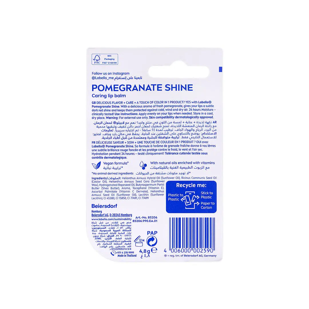 Labello 24h Moisture Lip Balm-Pomegranate Shine