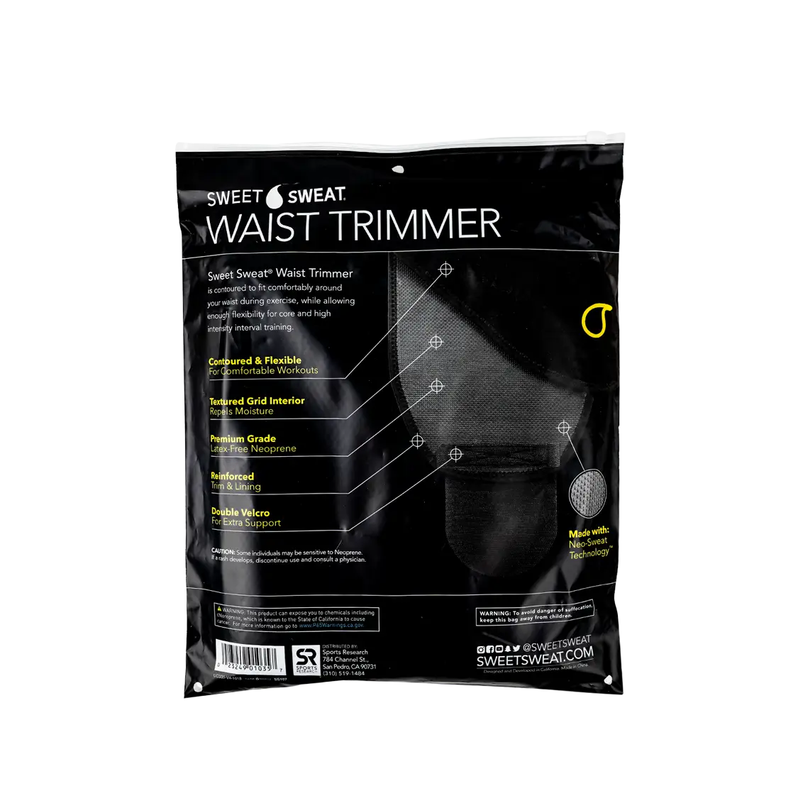 Sweet Sweat Waist Trimmer Black & Yellow-L
