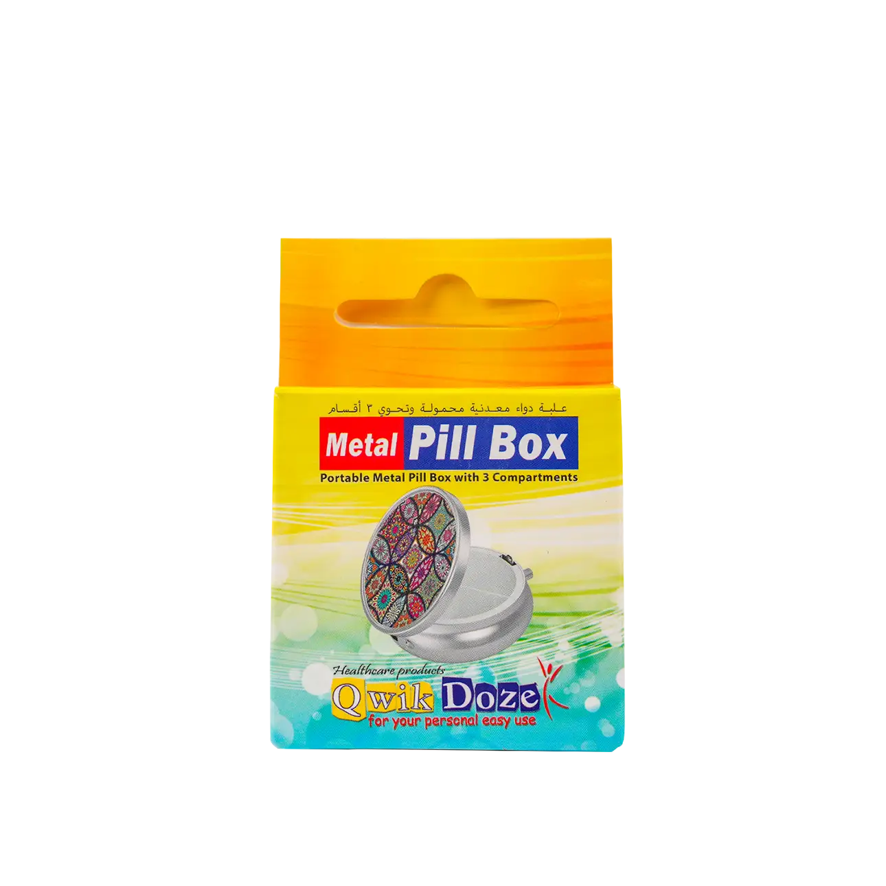 Qwik Doze Pill Box Metal 3 Compartments-6011