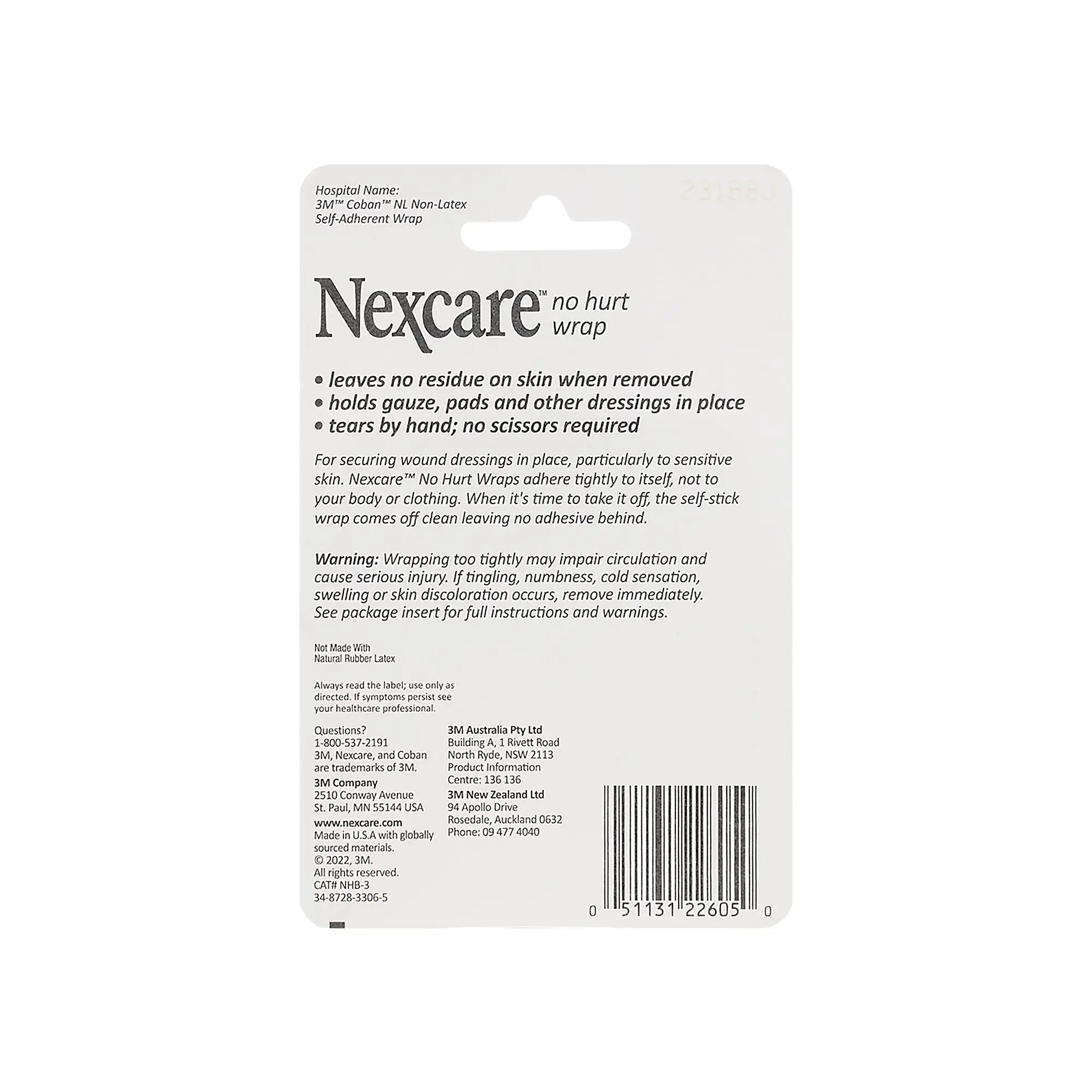 Nexcare No Hurt Wrap 7.62cmx2m Blue- 6050