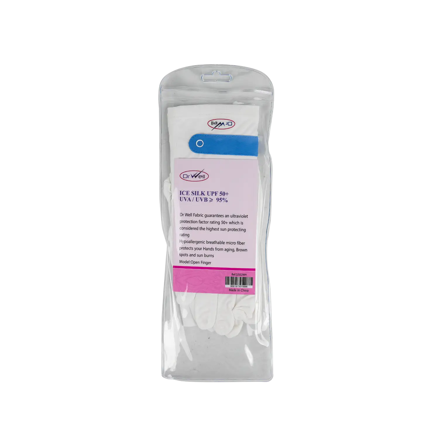 Dr Well Gloves Ice Slik Upf 50 + Uvb 95% GIS02WH - 8888