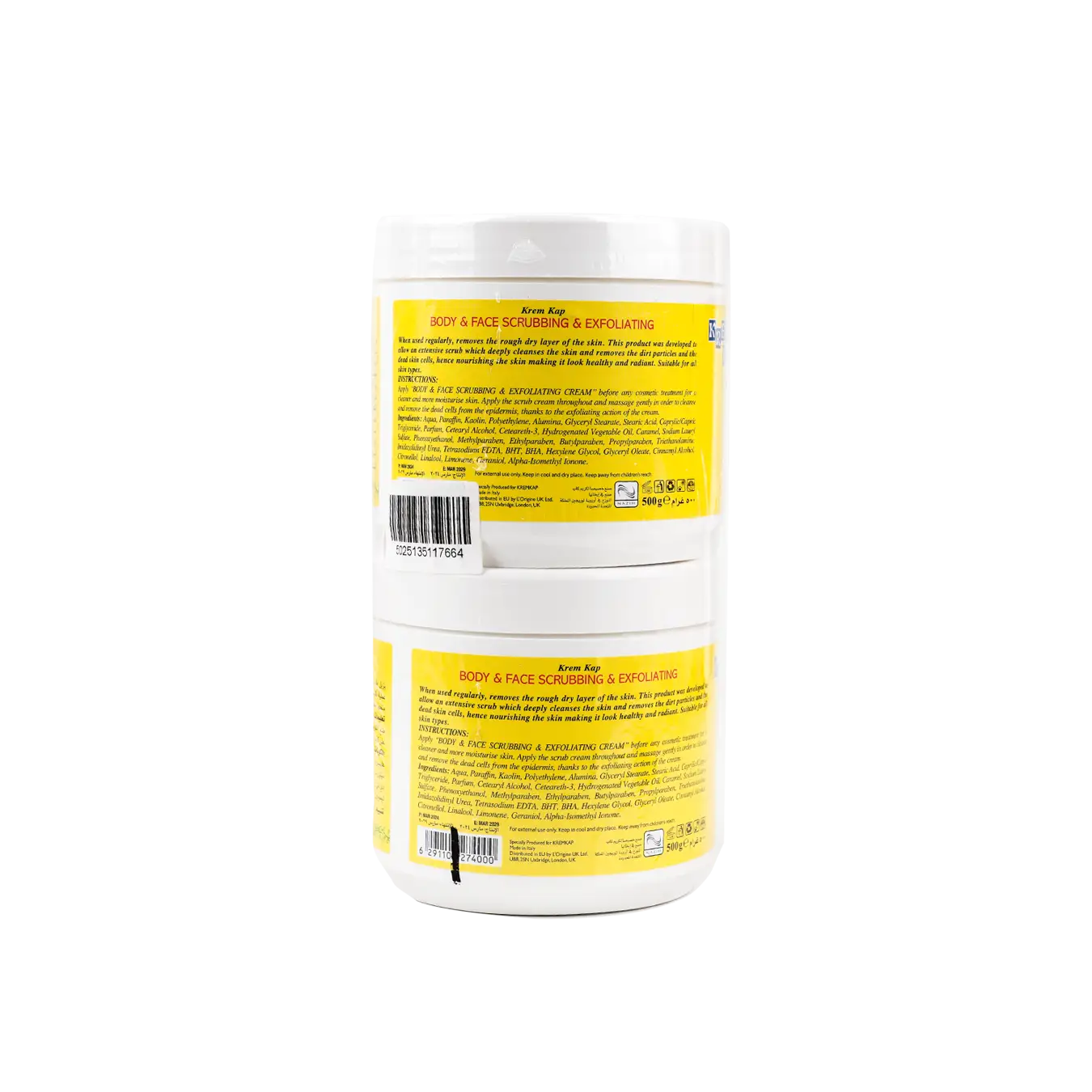 Kremkap Exfoliating Face & Body Scrub 500ml 1+1 Offer