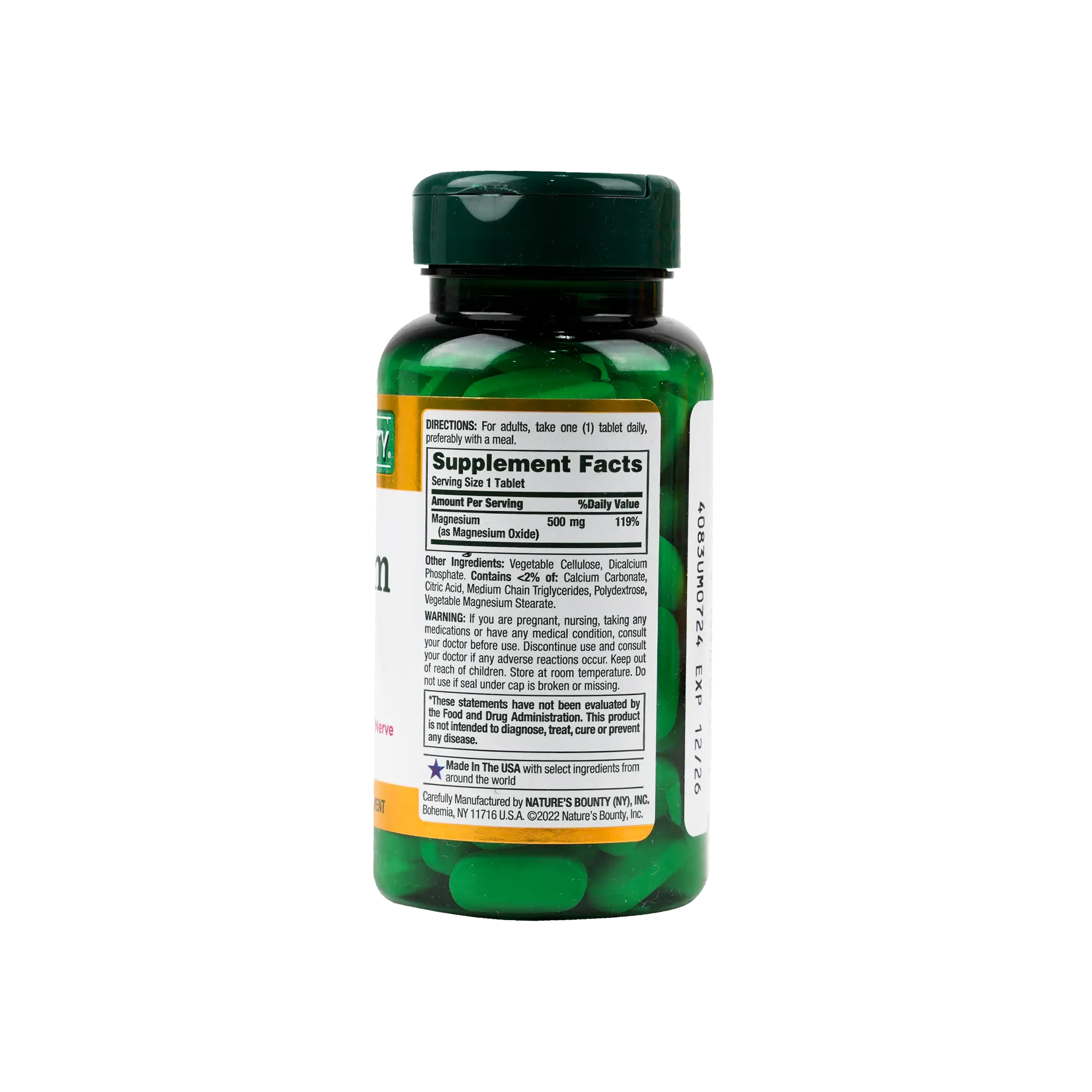 Natures Bounty Magnesium 500mg 100 Tablets