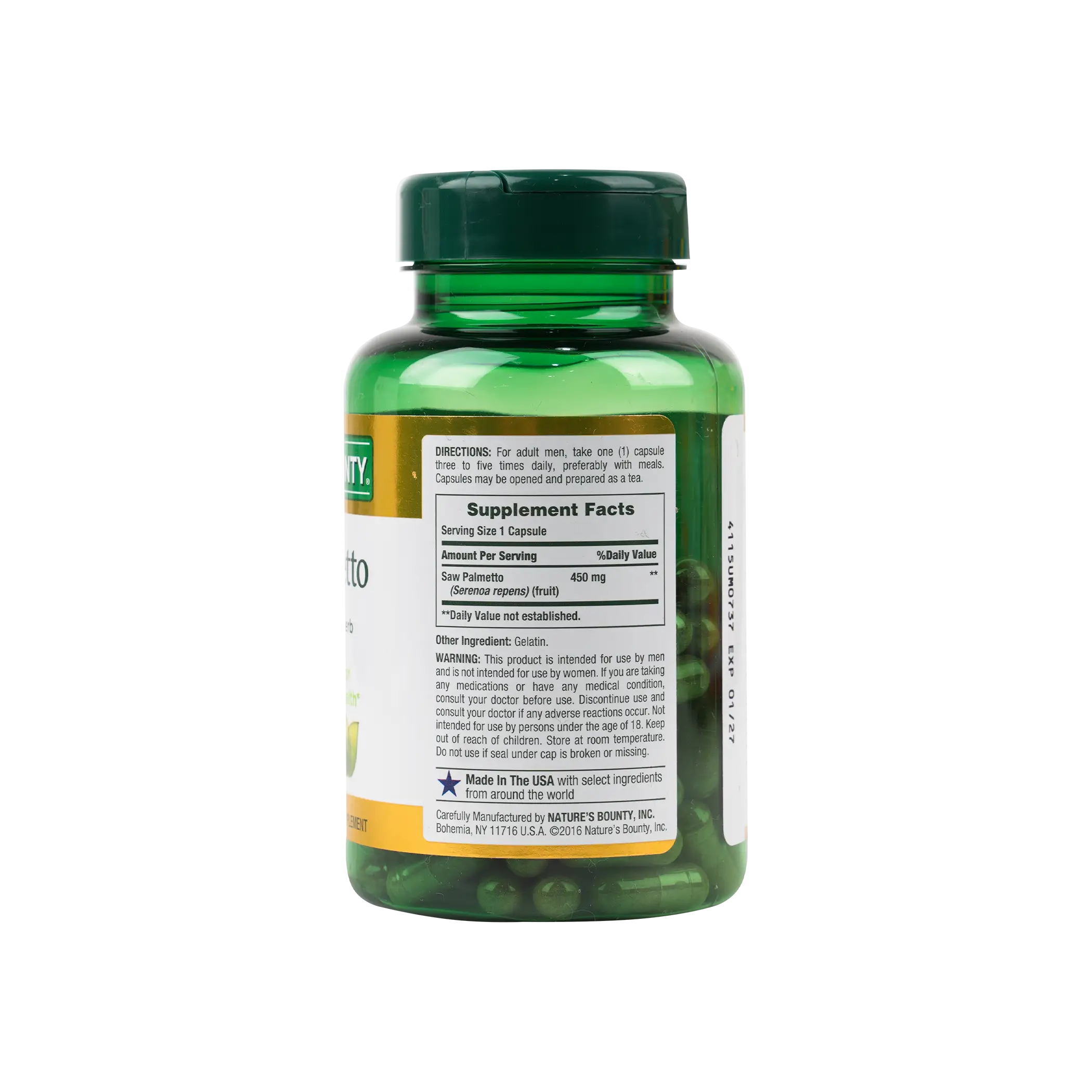 Natures Bounty Saw Palmetto 450mg 100 Capsules