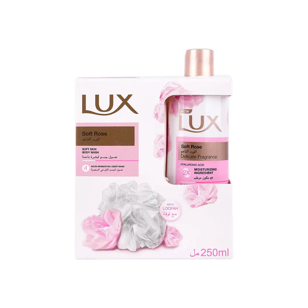 Lux Soft Rose Body Wash+Loofa 250ml