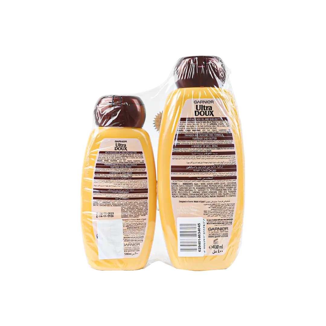 Garnier Ultra Doux Shampoo 400ml+200ml-Avocado & Shea Butter