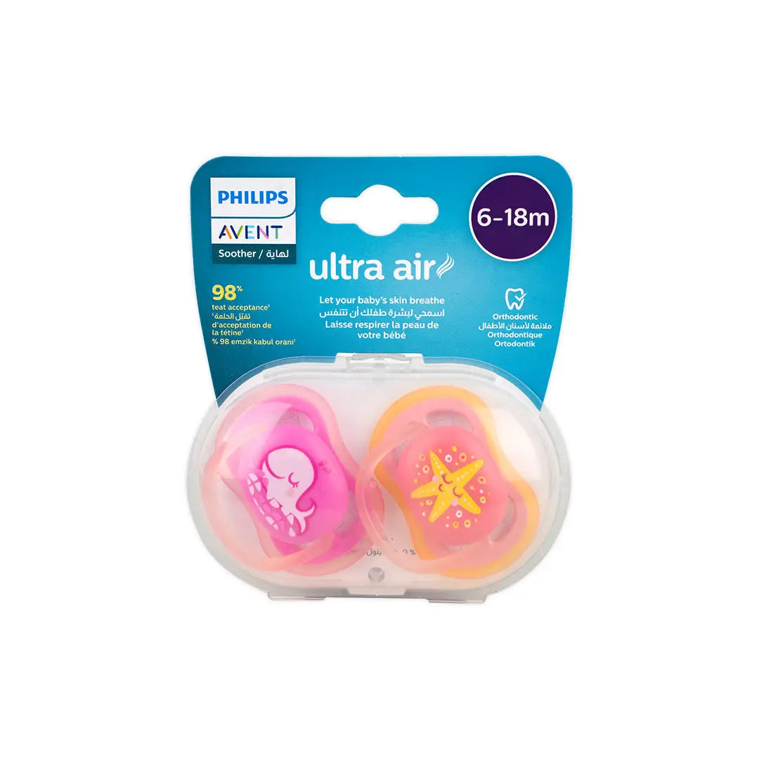 Avent Ultra Air Soother 6-18m 2Pcs-Scf085/06 (PA256)