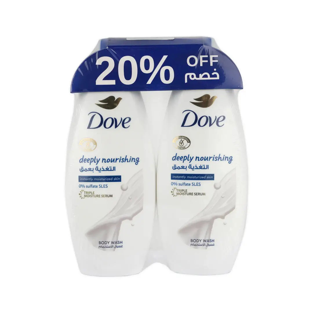 Dove Deeply Nourishing Body Wash 2X250ml 20% Off