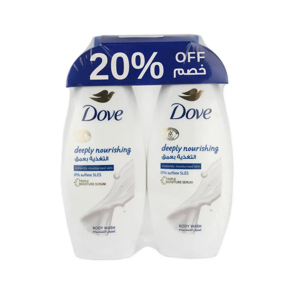 Dove Deeply Nourishing Body Wash 2X250ml 20% Off