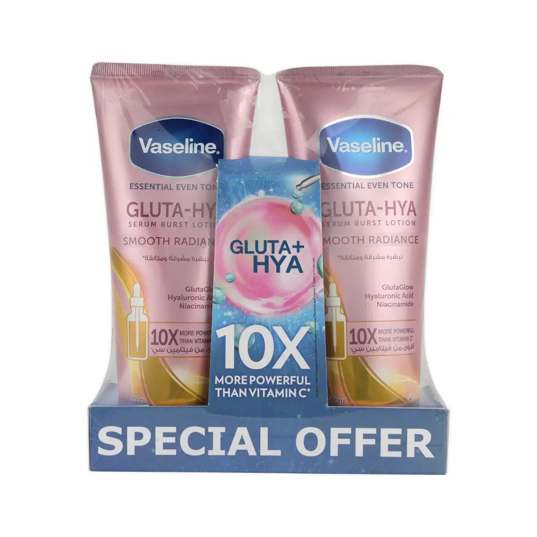 Vaseline Gluta-Hya Burst Lotion 2X200ml-Smooth Radiance