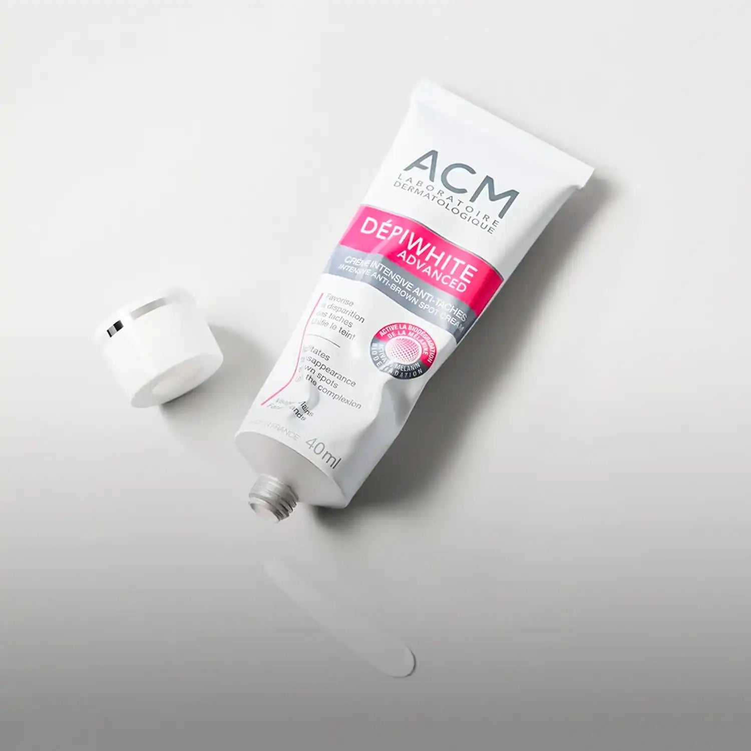 Acm depiwhite advanced toothpaste tube with white cap.