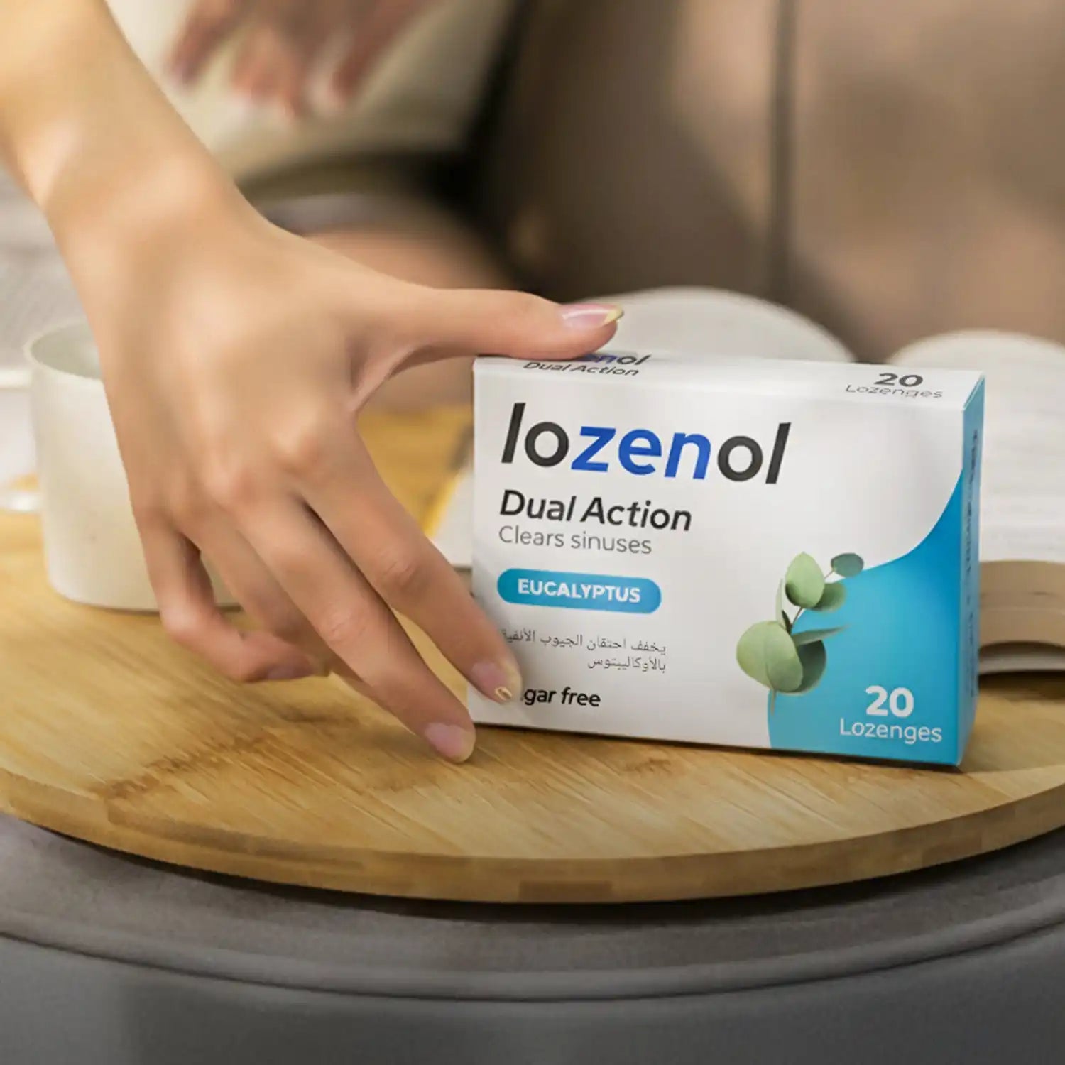 Lozenol dual action eucalyptus sugar-free lozenges box
