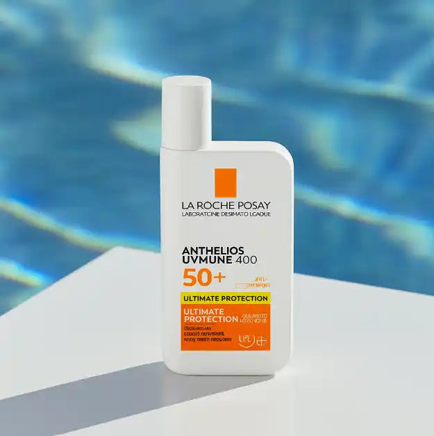 White bottle of sunscreen.