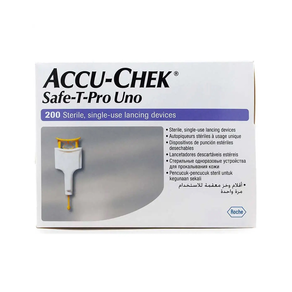 Accu-Chek Safe T-Pro Uno - 200 Lancette Pungidito, Confezione da 200