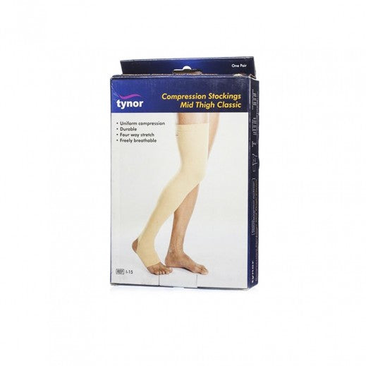 Tynor Compression Stocking Mid Thigh Classic, Beige, Medium, Pack of 2 -  Bluee