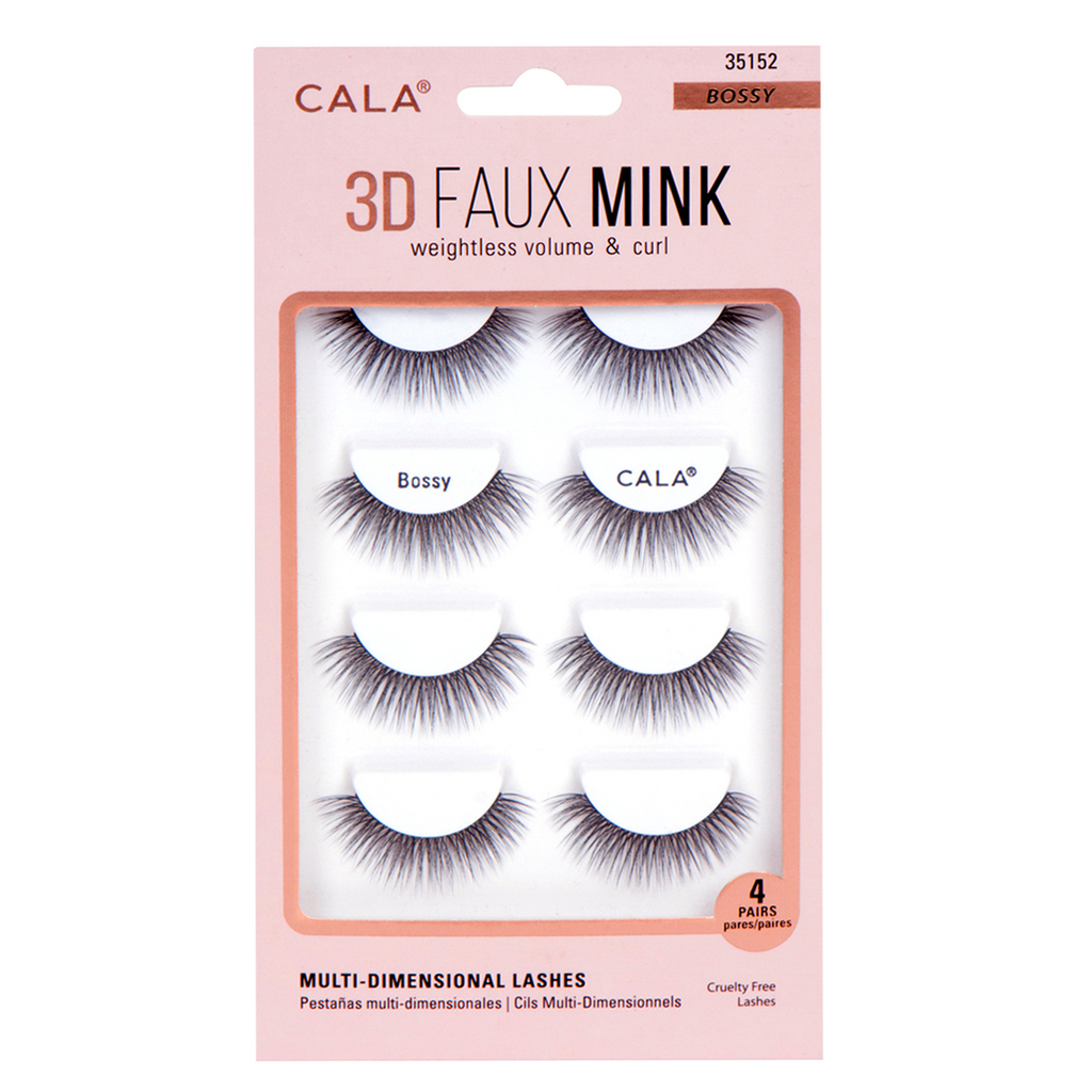 CALA EYE LASHES 3D FAUX MINK 4PAIRS BOSSY 35152