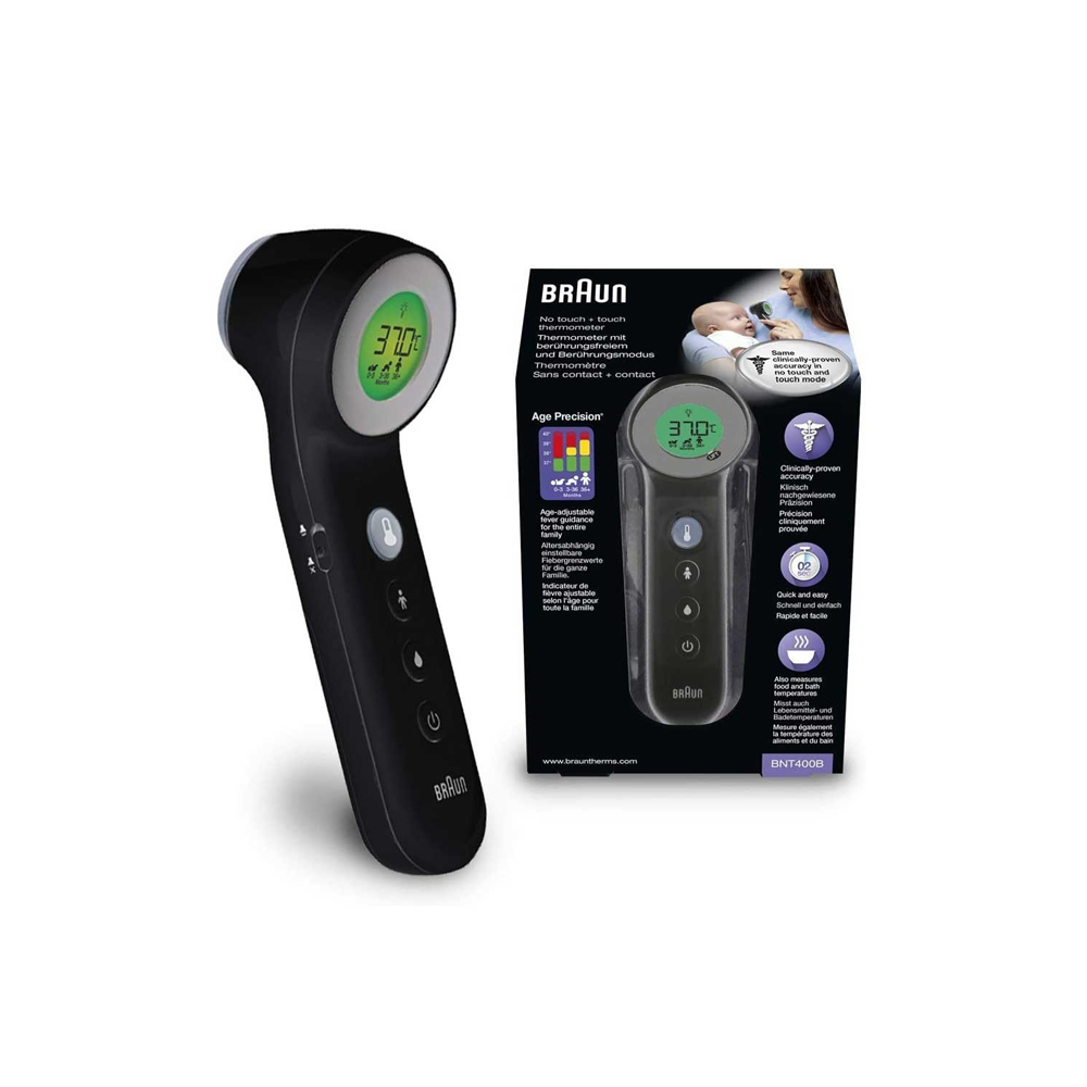 BRAUN NO TOUCH+TOUCH THERMOMETER-BNT400 BLACK – Pharmazone