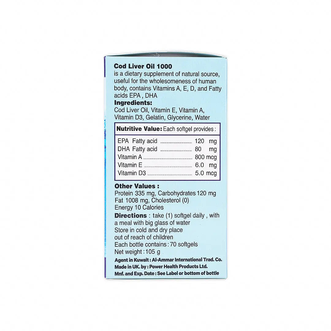 power health cod liver oil 1000mg 70 cap 1