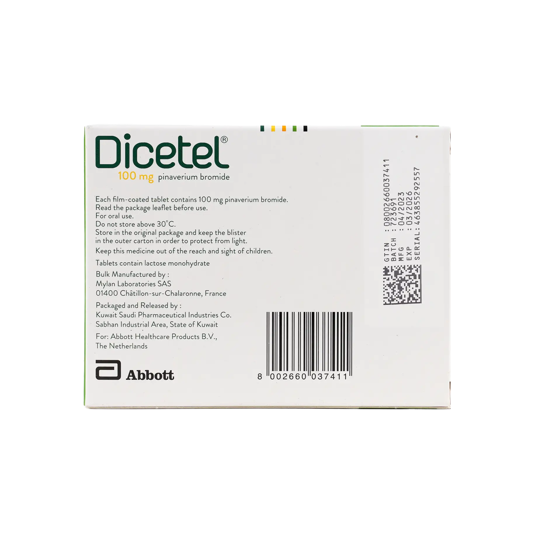 Dicetel 100Mg 20 Tablets