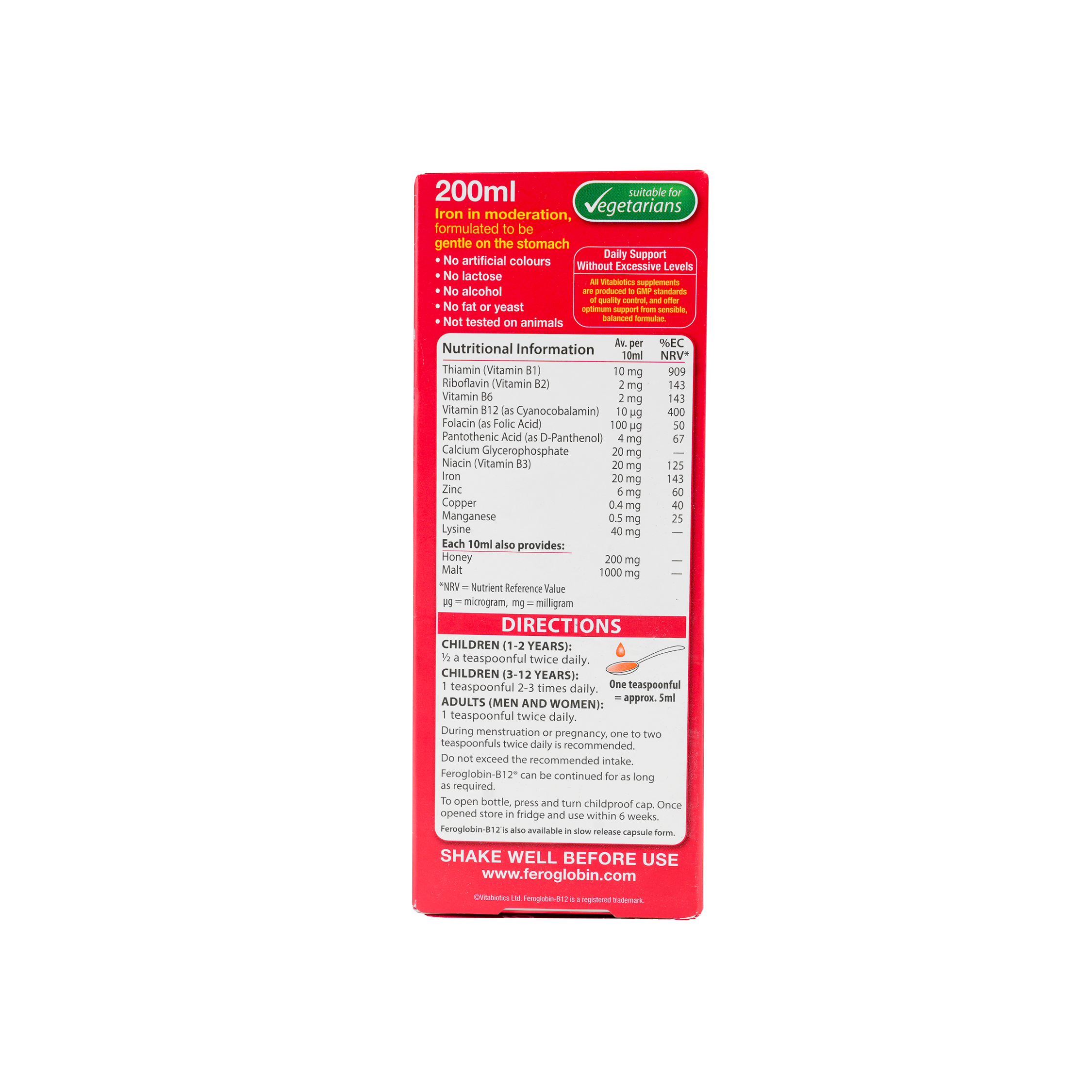 VITABIOTICS FEROGLOBIN B12 LIQUID 200 ML