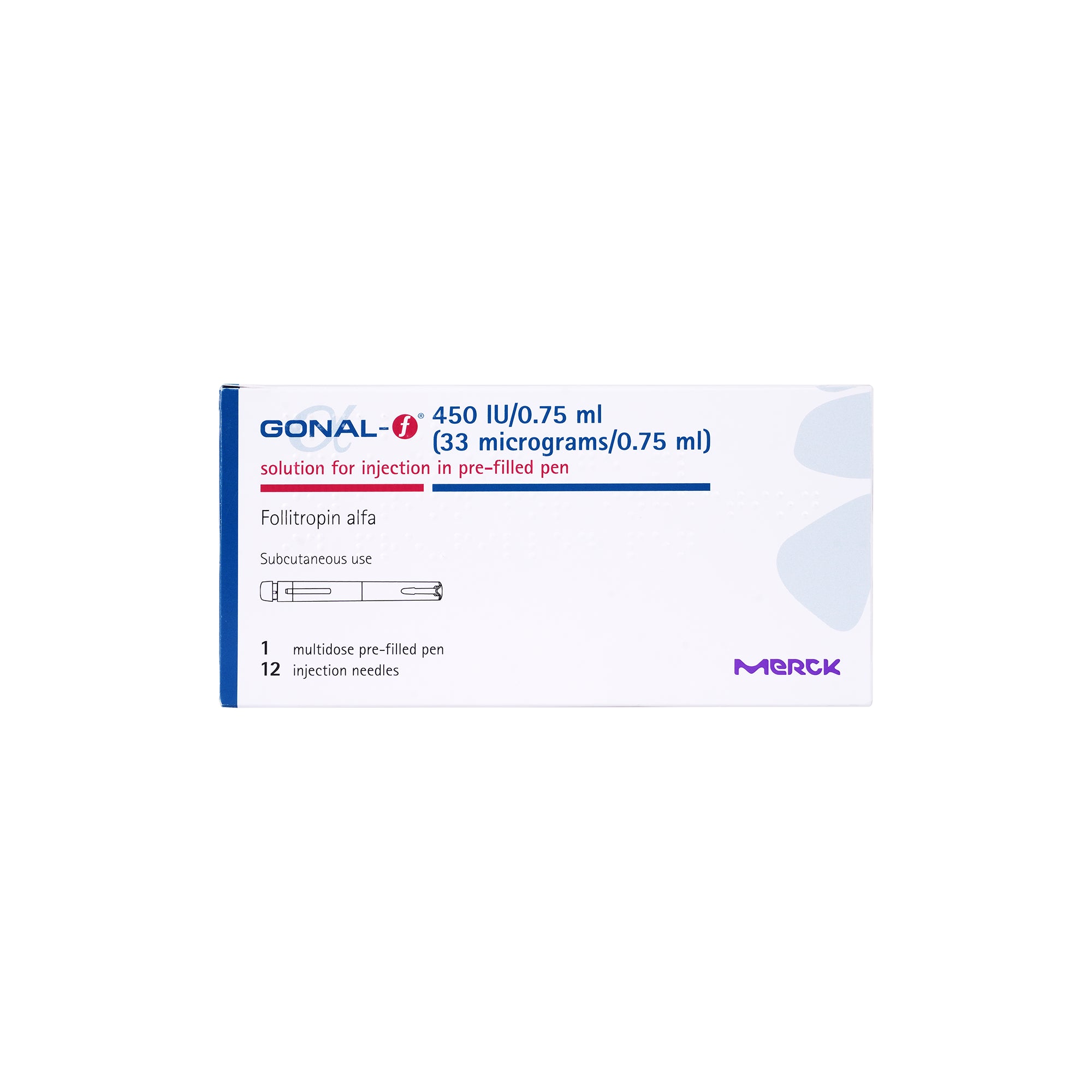 12697-Gonal F 450IU/0.75ml-1 Prefilled Pen 12 Injection Needles +0