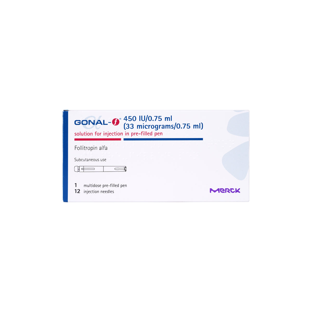 12697-Gonal F 450IU/0.75ml-1 Prefilled Pen 12 Injection Needles +0
