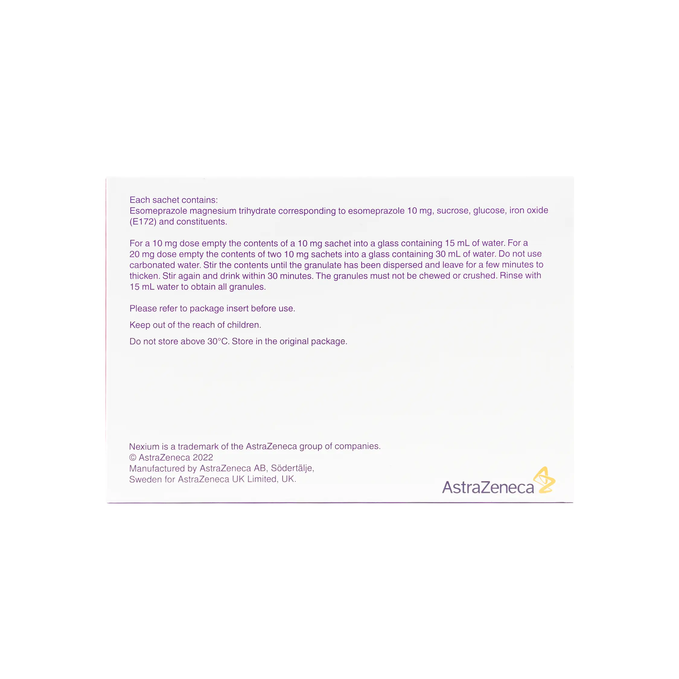 Nexium 10Mg 28Sachets