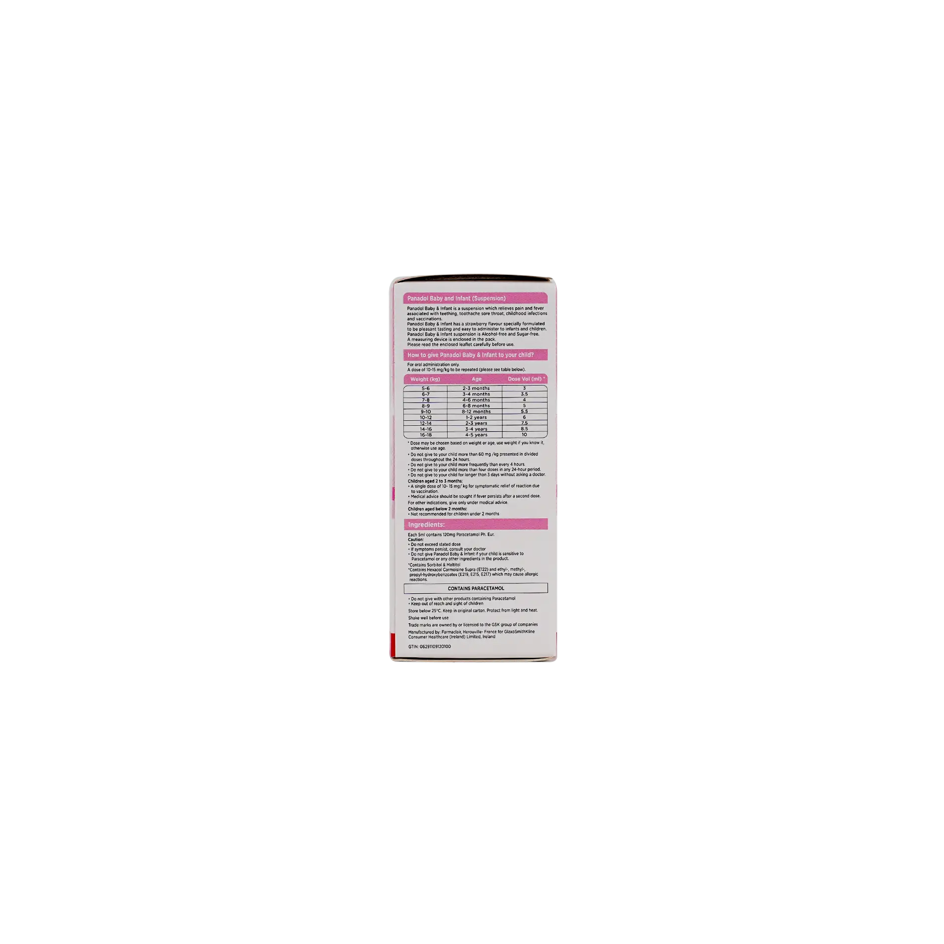 Panadol Baby & Infant Suspension 100 Ml