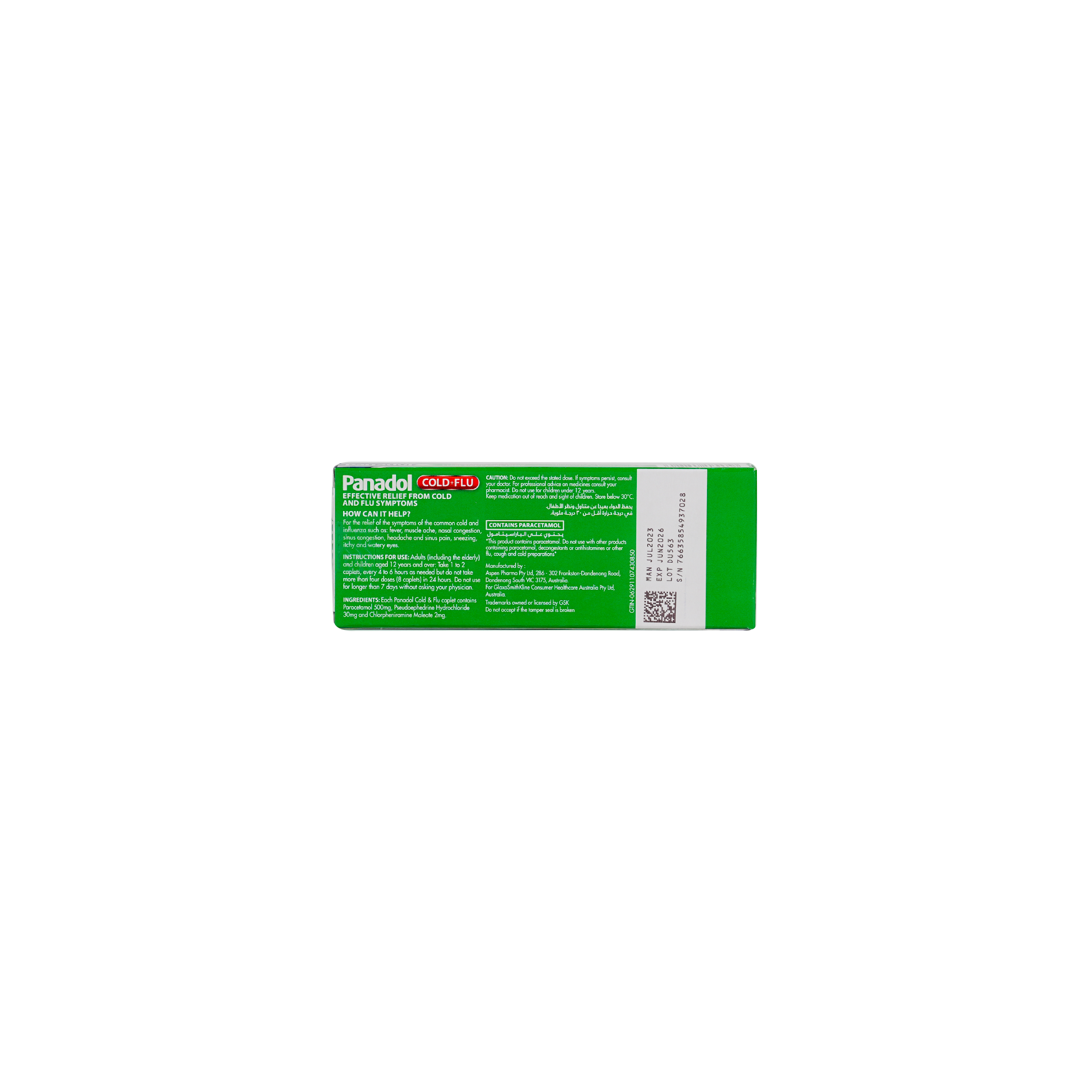 PANADOL COLD & FLU 24 CAP-GREEN