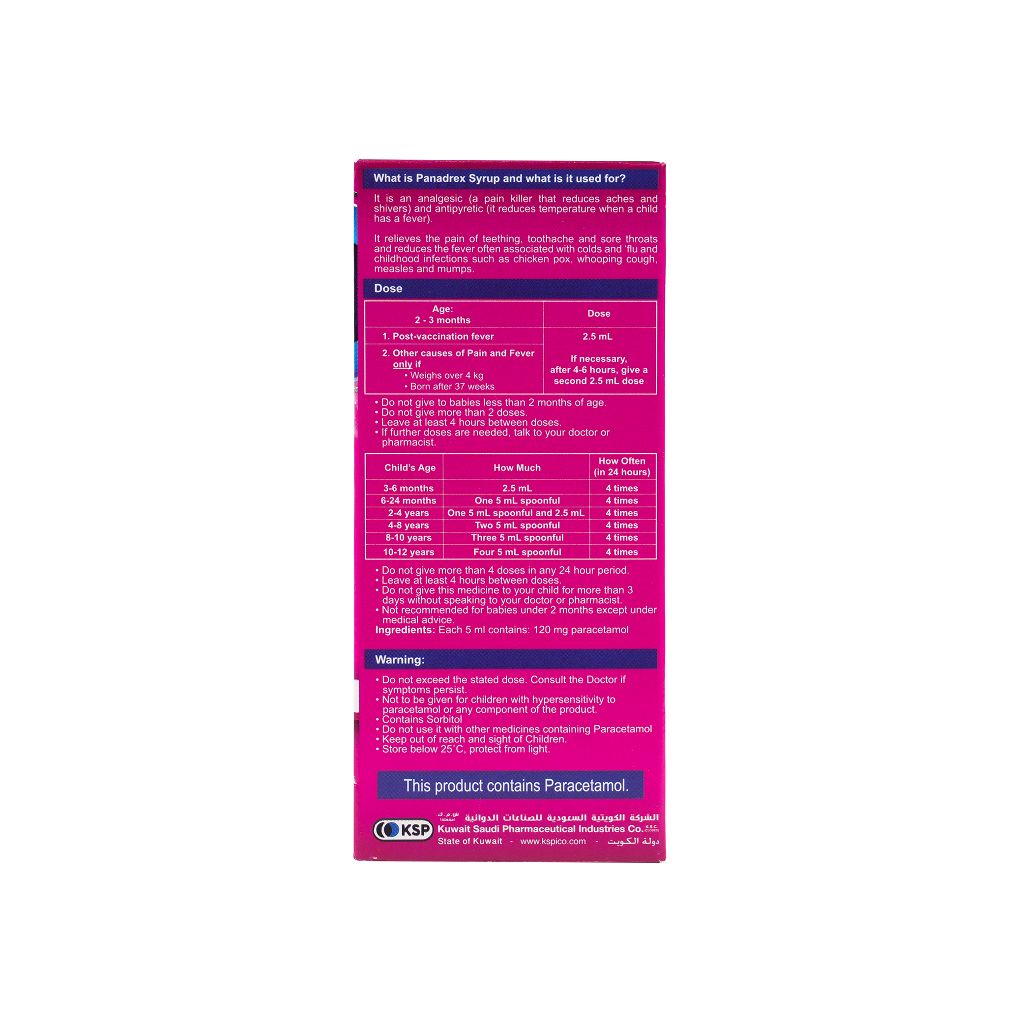 PANADREX BABY & INFANT 120MG/5ML SYRUP 100ML