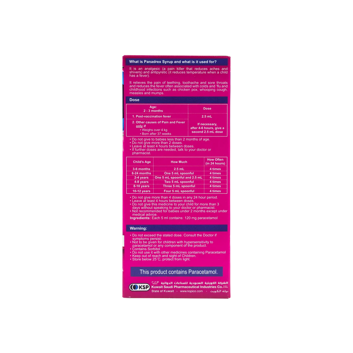 13632-Panadrex Baby & Infant 120Mg/5Ml Syrup 100Ml +1