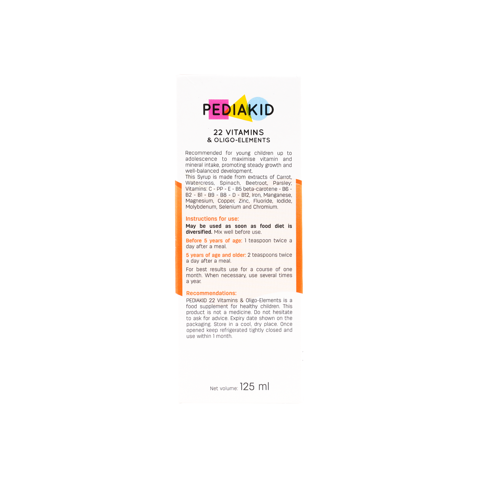 PEDIAKID 22 VITAMINS SYRUP 125 ML