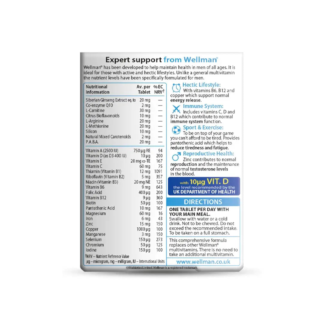 VITABIOTICS WELLMAN 30 TABLETS